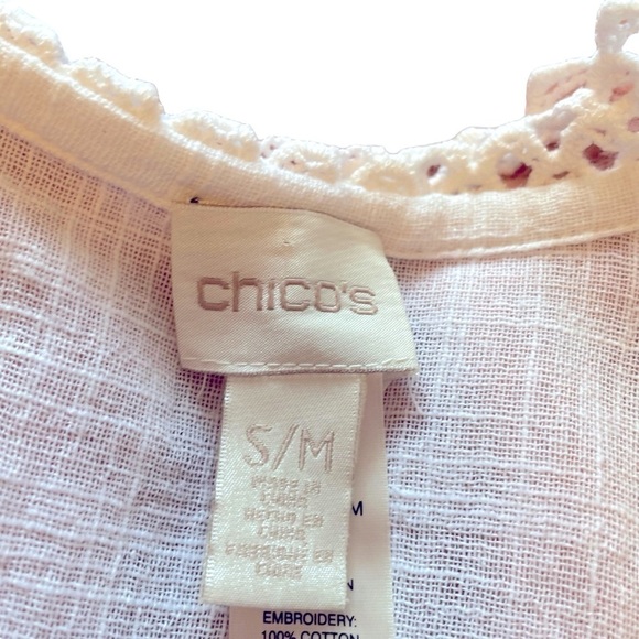 Chico’s Ladies Sleeveless White Gauzy Cotton/Lace/Embroidered Cardigan- Size S/M - Picture 5 of 10